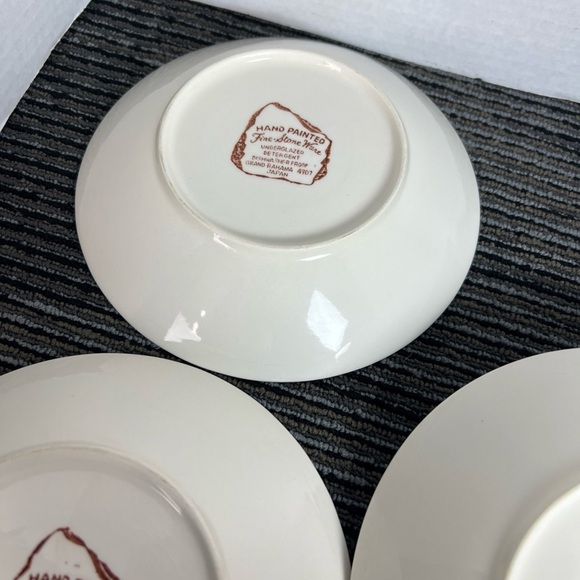 Vintage Underglazed Grand Bahama Japan 4907 Soup bowls 5 Hand Painted Stone Ware - Picture 8 of 13